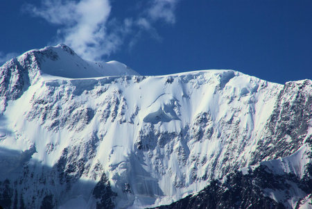 Mountain landscape. Highlands, the mountain peaks, gorges and valleys. The stones on the slopes.
