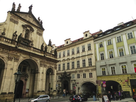Prague, Czech Republic - August 23, 2016: Attractions of city Prague. Statues and monuments....