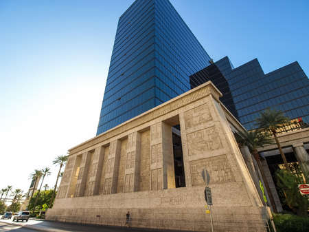 Las Vegas, USA - 15 July 2013: Walking in Las Vegas. City streets. Commercial and private buildings. Street life.のeditorial素材