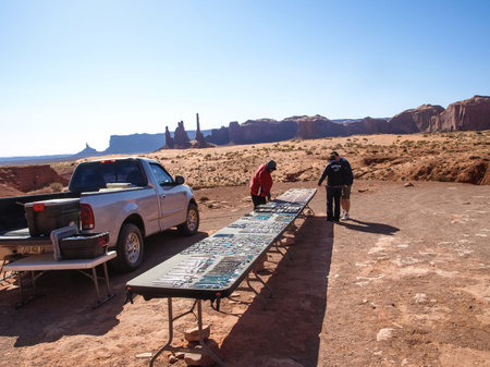 Monument Valley, Arizona, USA - May 12, 2013: Cars on the background Monument Valley.のeditorial素材