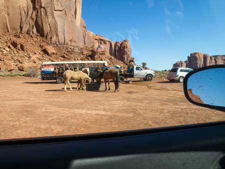 Monument Valley, Arizona, USA - May 12, 2013: The infrastructure for tourists near Monument Valley.のeditorial素材