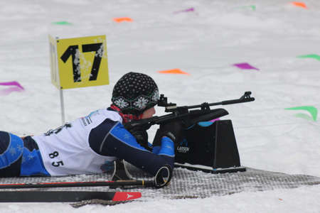 Russia, Volgodonsk - dec 30, 2015: Biathlon competitions.のeditorial素材