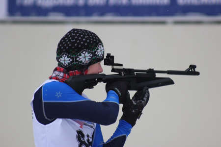 Russia, Volgodonsk - dec 30, 2015: Biathlon competitions.のeditorial素材