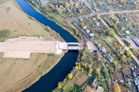 Vologda City bird's-eye view. Aerophotographing Vologda. Houses and buildings of the city.の写真素材