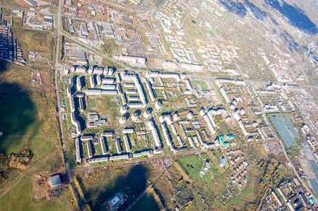 Vologda City bird's-eye view. Aerophotographing Vologda. Houses and buildings of the city.の写真素材