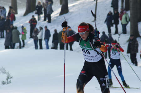 Russia, Volgodonsk - January 18, 2015: SkiingTraining ride on skis Winter sportのeditorial素材
