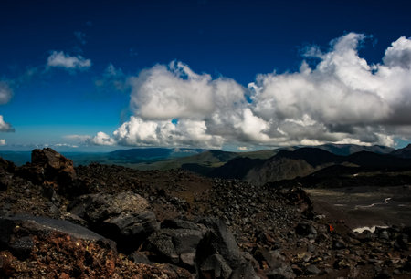 Mountain landscape with a stony scattering. Mountain landscape. Rocks without vegetation.