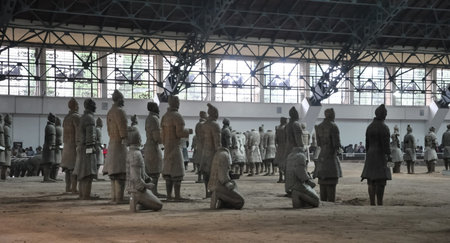 XIAN, CHINA - October 29, 2017: Terracotta Army. Clay soldiers of the Chinese emperor. Sculptures of...