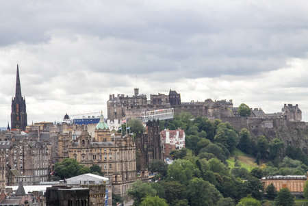 Edinburgh, Scotland, UK - June 29, 2011: Palaces and castles of Edinburgh, the capital of Scotland. Old city. Streets and buildings of Edinburgh.のeditorial素材