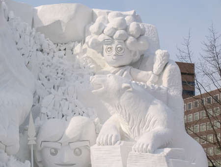 Sapporo, Japan - January 10, 2017: Snow sculptures in winter. Creative from ice and snow. Festival of snow sculptures on the streets of Sapporoのeditorial素材