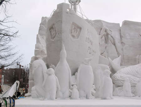 Sapporo, Japan - January 10, 2017: Snow sculptures in winter. Creative from ice and snow. Festival of snow sculptures on the streets of Sapporoのeditorial素材