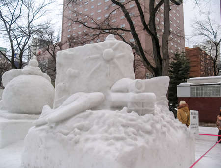 Sapporo, Japan - January 10, 2017: Snow sculptures in winter. Creative from ice and snow. Festival of snow sculptures on the streets of Sapporoのeditorial素材