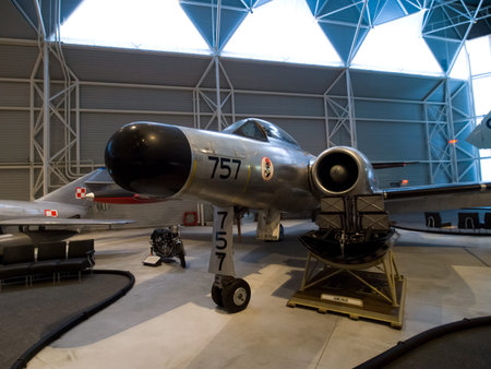 Berlin, Germany - June 19, 2018: Museum of aviation. Exhibition of aircraft exhibits in the museum.