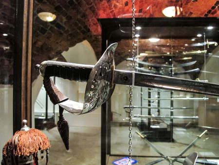St Petersburg, Russia - June 14, 2018: Museum of Blade Weapons. Exhibits of swords, swords and daggers. Swords, machetes and other cold steel.のeditorial素材