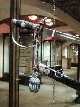 St Petersburg, Russia - June 14, 2018: Museum of Blade Weapons. Exhibits of swords, swords and daggers. Swords, machetes and other cold steel.のeditorial素材