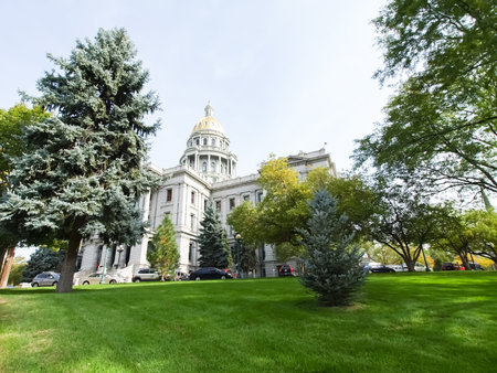 Denver, USA - October 12, 2010: Streets of Denver, Buildings and roads in the city, sights and new...