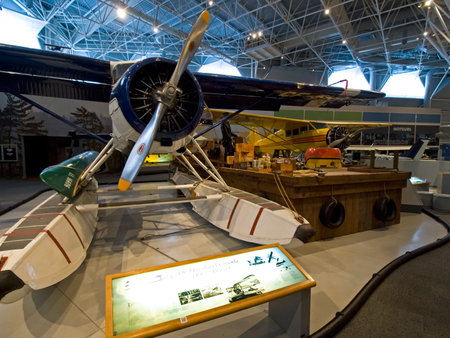Berlin, Germany - June 19, 2018: Museum of aviation. Exhibition of aircraft exhibits in the museum.