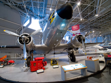 Berlin, Germany - June 19, 2018: Museum of aviation. Exhibition of aircraft exhibits in the museum.