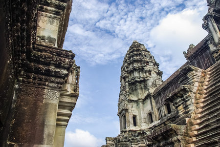 Stone Gate of Angkor Thom in Cambodia, Siem Reap Angkorの写真素材