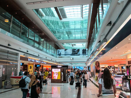 Dubai Airport, UAE - June 11, 2010: Dubai Passenger Airport in the United Arab Emirates, Interior of the Airport.のeditorial素材