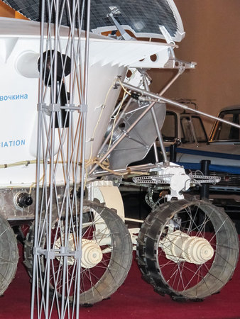 Museum of retro cars, St Petersburg, Russia - December 19, 2018: Lunokhod-1, Soviet Union space...