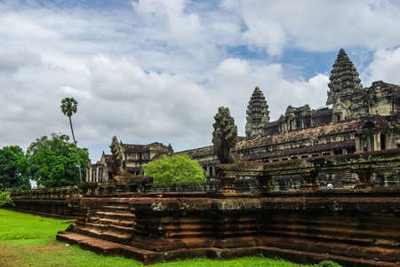 Stone Gate of Angkor Thom in Cambodia, Siem Reap Angkorの写真素材