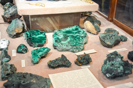 Geological Museum named after Vernadsky, Moscow, Russia - June 11, 2018: Exhibits of the Museum...