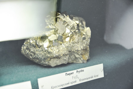 Geological Museum named after Vernadsky, Moscow, Russia - June 11, 2018: Exhibits of the Museum named after Vernadsky in Moscow, Minerals on display at the museumのeditorial素材