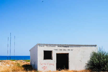 Abandoned US Air Force Base Crete, Greece. Abandoned buildings and structures have fallen into disrepair and are destroyed.の写真素材