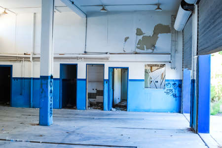 Abandoned US Air Force Base Crete, Greece. Abandoned buildings and structures have fallen into disrepair and are destroyed.の写真素材