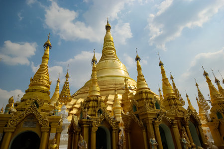 Yangon, Myanmar - June 23, 2015: Buddhist temples in Yangon shrines of Buddhism