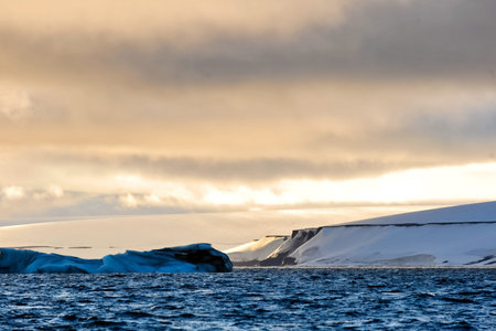 Arctic landscape, arctic tundra and ice of the Arctic Ocean.