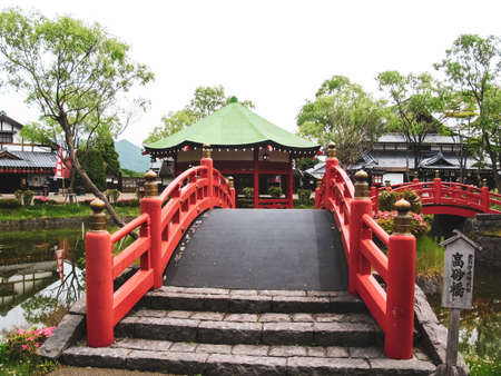 NOBORIBETSU, JAPAN - JUNE 23, 2015: Samurai village in Japan, Museum ethnic village in the style of ancient Japan, ancient buildings and objects of Japanese culture.のeditorial素材
