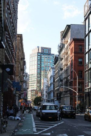 New York, USA - August 13, 2016: Manhattan District in New York, Sights, buildings and streets of...
