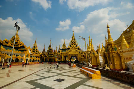 Yangon, Myanmar - June 23, 2015: Buddhist temples in Yangon, shrines of Buddhism. People pilgrims came to pray.のeditorial素材