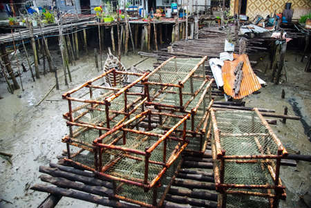 cages with a net for catching fish and crabs. cages with a net for catching fish and crabs.の写真素材