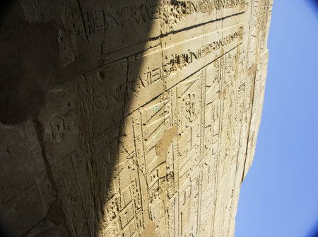 Hieroglyphs on the megalithic structures of Egypt.