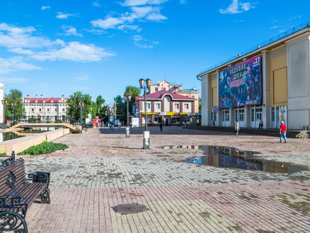 Irkutsk, Russia - August 24, 2016: The sights of Irkutsk, streets and buildings of the city,...