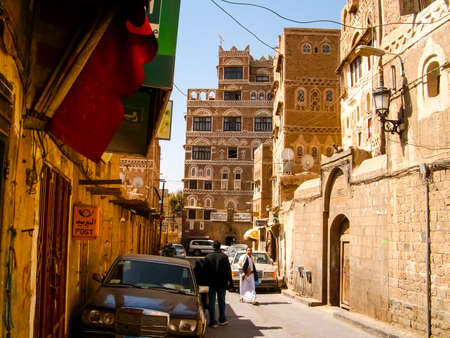 Sana'a, Yemen - May 12, 2015: City of Sana'a, streets and buildings of the city in Yemen, sights and architecture of the Middle East.のeditorial素材