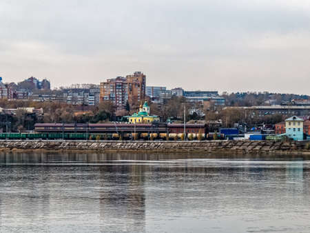 Irkutsk, Russia - August 24, 2016: The river port of the city of Irkutsk. View of the city across the river.のeditorial素材