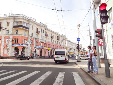 Irkutsk, Russia - August 24, 2016: The sights of Irkutsk, streets and buildings of the city, historical and modern buildings.のeditorial素材