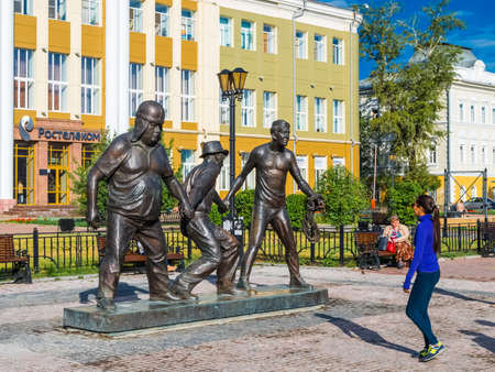 Irkutsk, Russia - August 24, 2016: The sights of Irkutsk, streets and buildings of the city, historical and modern buildings.のeditorial素材