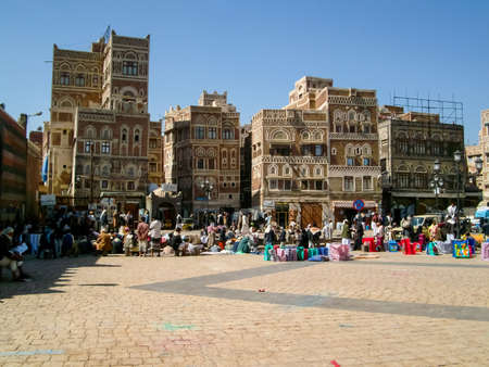 Sana'a, Yemen - May 12, 2015: City of Sana'a, streets and buildings of the city in Yemen, sights and architecture of the Middle East.のeditorial素材
