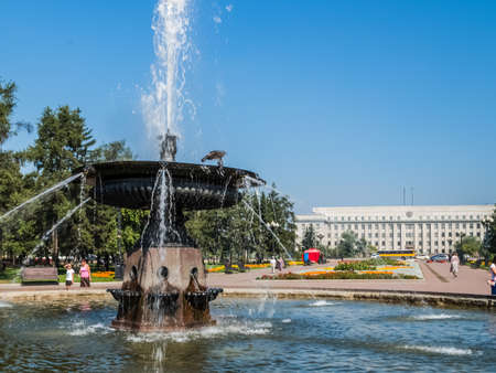 Irkutsk, Russia - August 24, 2016: The sights of Irkutsk, streets and buildings of the city, historical and modern buildings.のeditorial素材
