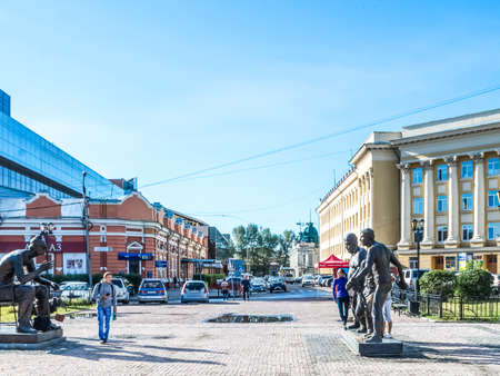 Irkutsk, Russia - August 24, 2016: The sights of Irkutsk, streets and buildings of the city, historical and modern buildings.のeditorial素材