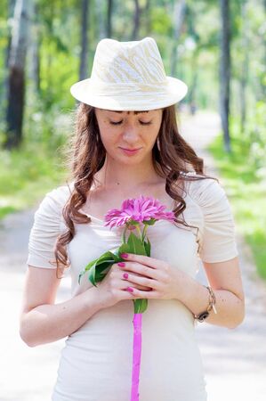 Woman and flowersの写真素材