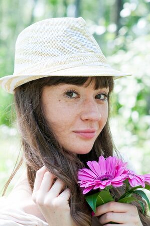 Woman and flowersの写真素材