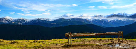 Beautiful mountain landscape-panorama in Carpathian mountains, Ukraineの写真素材