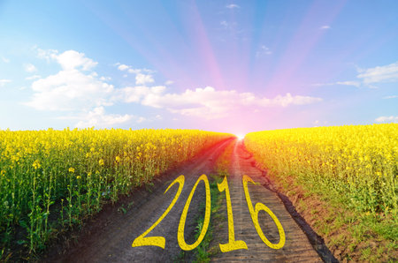 Christmas Card, Happy New Year, 2016, the road to better brighter future (concept)