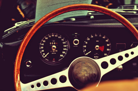 Interesting beautiful design of retro car with original wheel driving and the sensors. Elegance....
